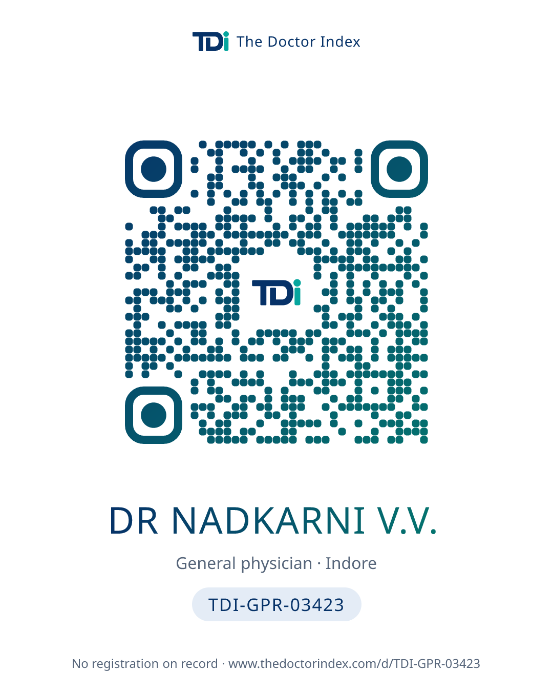 QR card for Dr Nadkarni V.V., TDI-GPR-03423