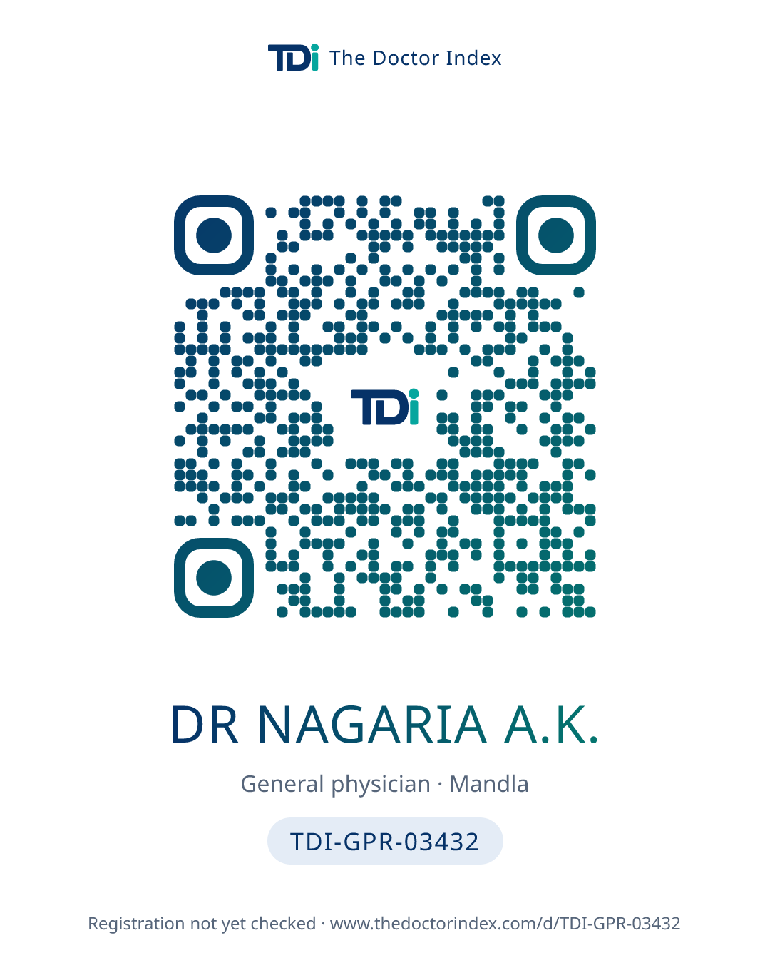 QR card for Dr Nagaria A.K., TDI-GPR-03432