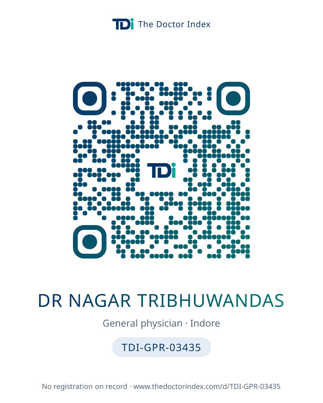 QR card for Dr Nagar Tribhuwandas, TDI-GPR-03435