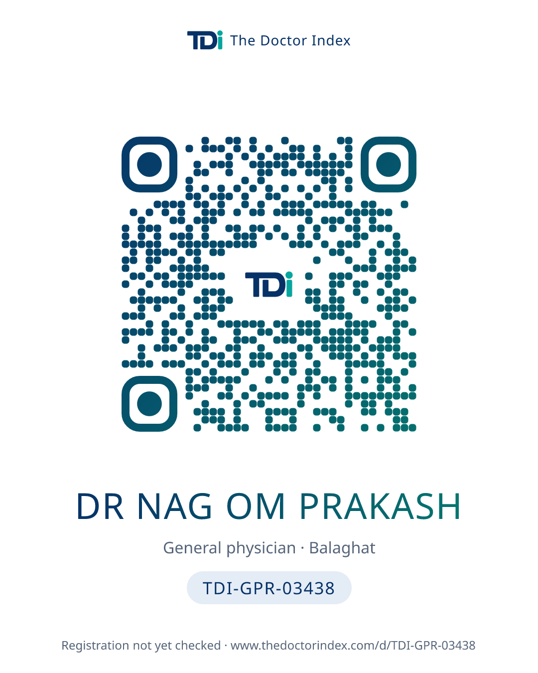 QR card for Dr Nag Om Prakash, TDI-GPR-03438