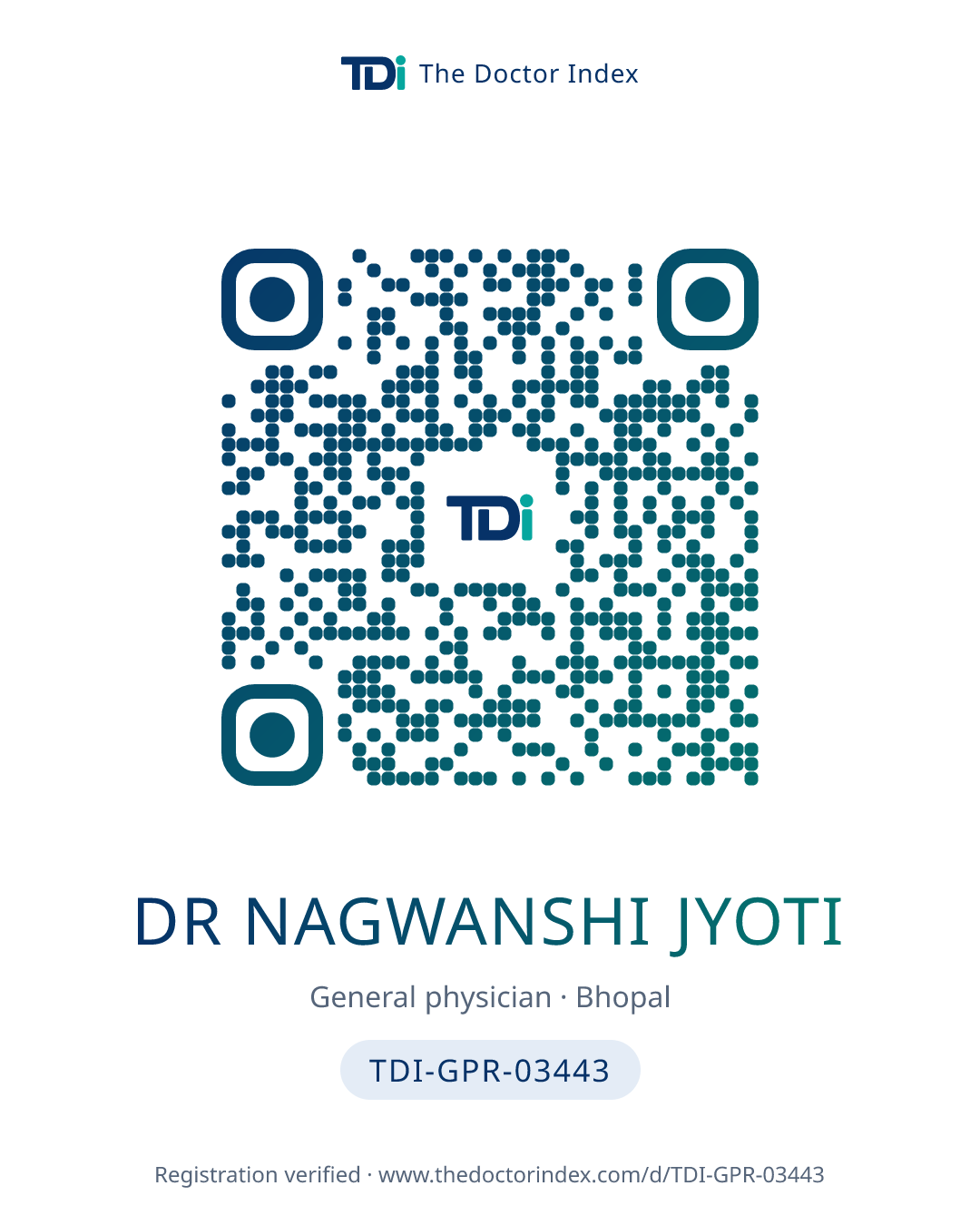 QR card for Dr Nagwanshi Jyoti, TDI-GPR-03443