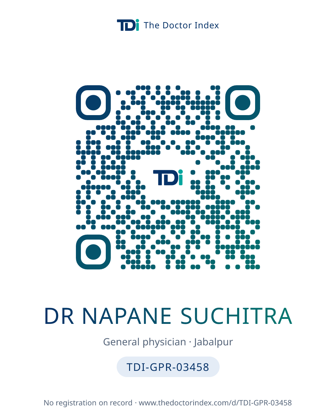 QR card for Dr Napane Suchitra, TDI-GPR-03458