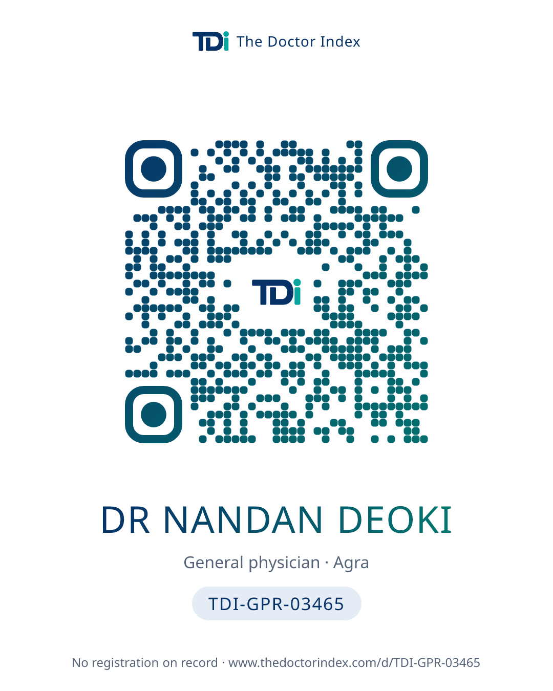 QR card for Dr Nandan Deoki, TDI-GPR-03465
