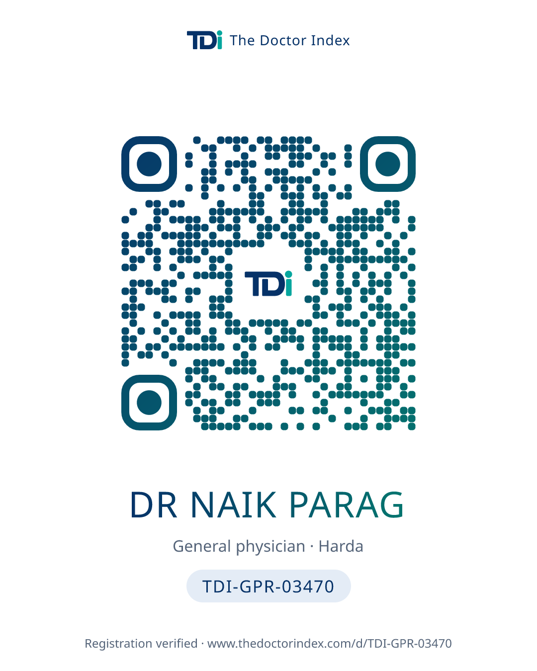 QR card for Dr Naik Parag, TDI-GPR-03470
