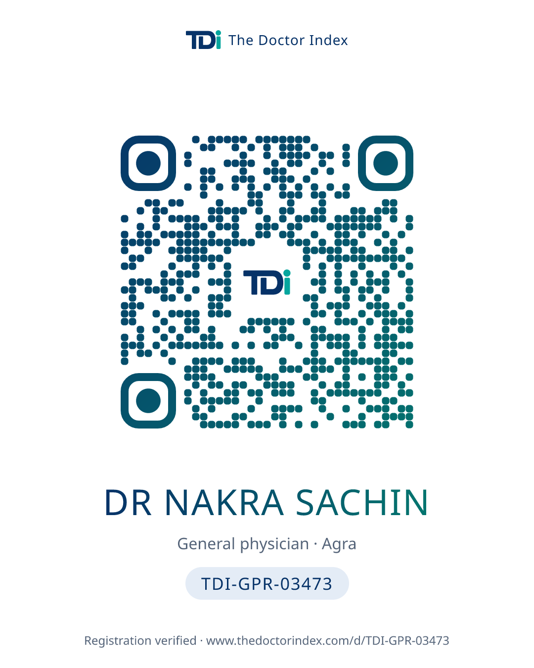 QR card for Dr Nakra Sachin, TDI-GPR-03473