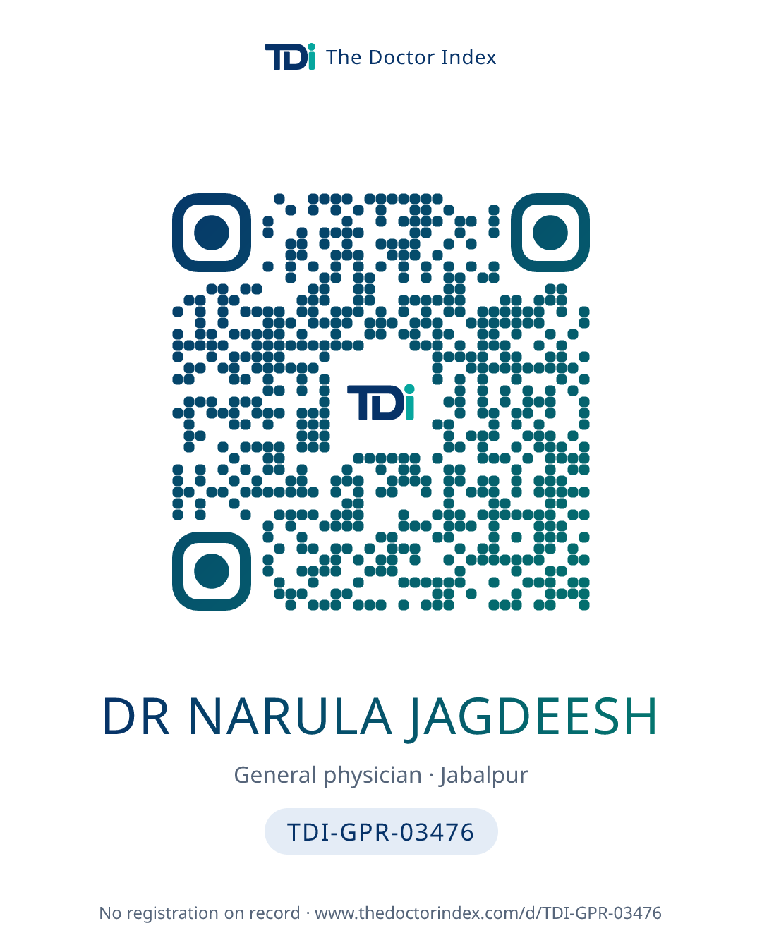 QR card for Dr Narula Jagdeesh, TDI-GPR-03476