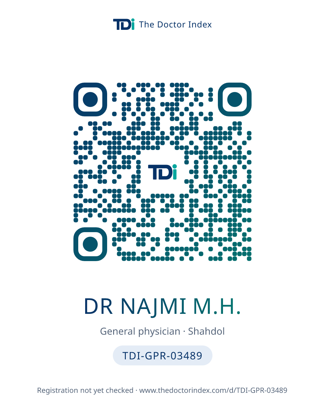 QR card for Dr Najmi M.H., TDI-GPR-03489