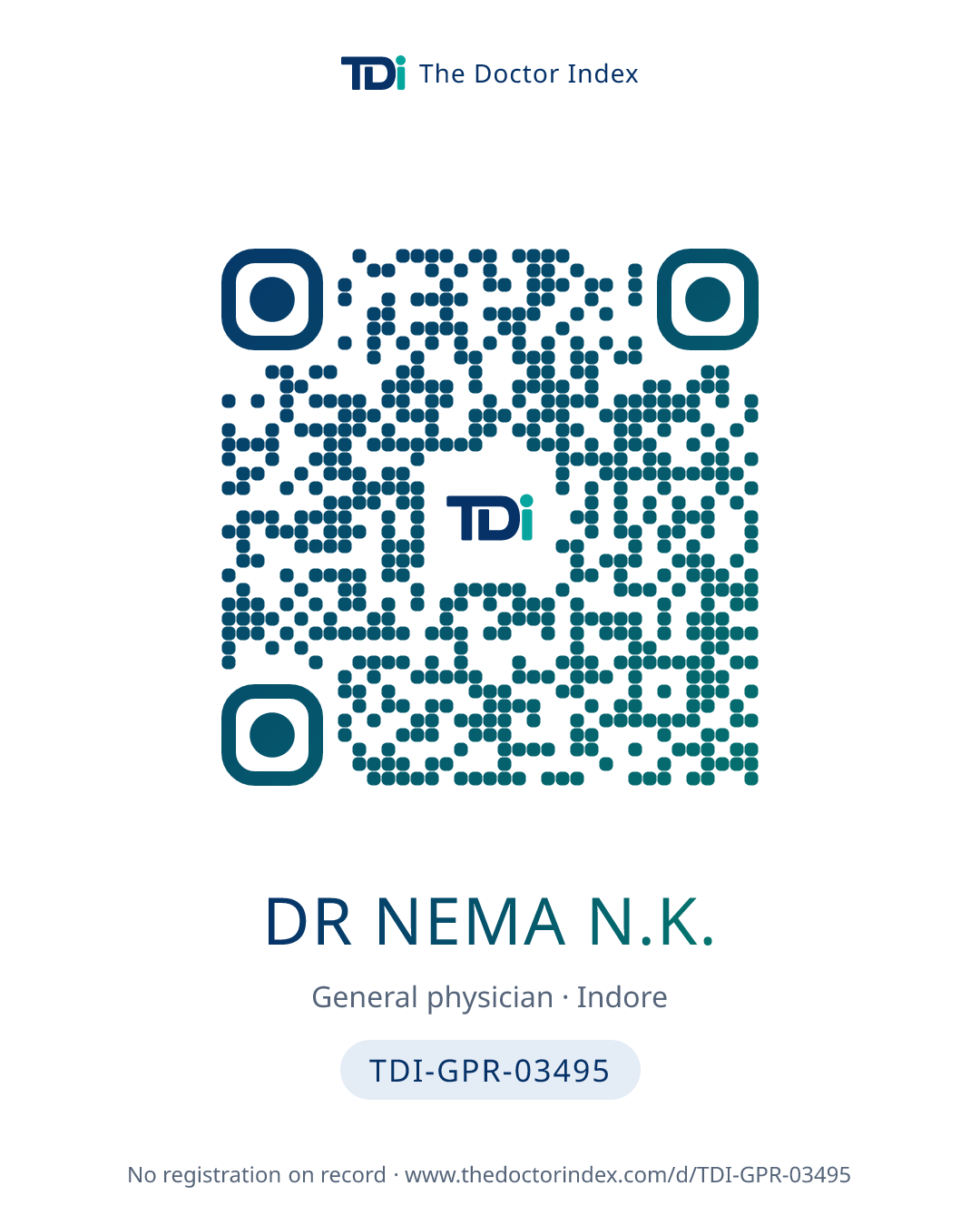 QR card for Dr Nema N.K., TDI-GPR-03495