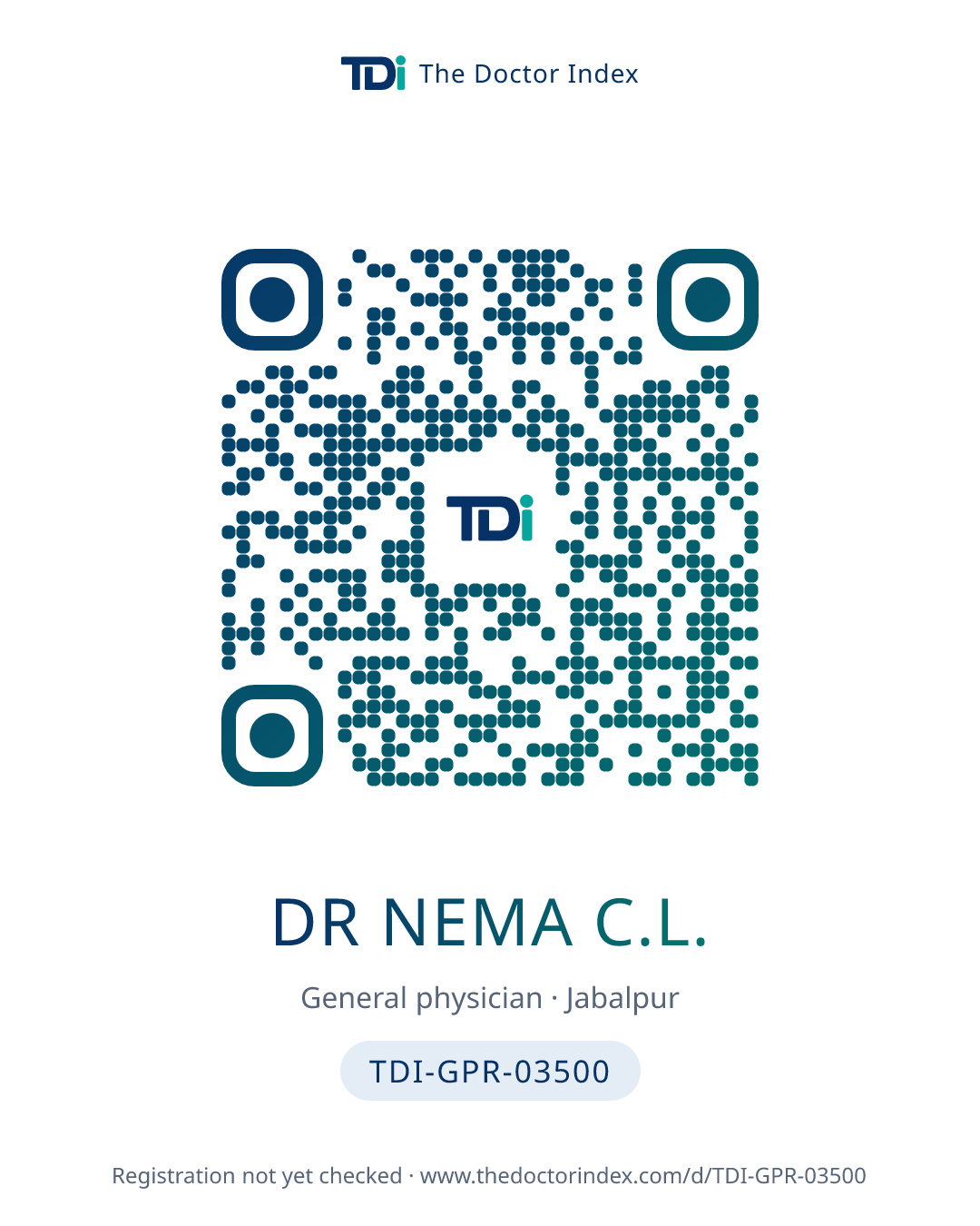 QR card for Dr Nema C.L., TDI-GPR-03500