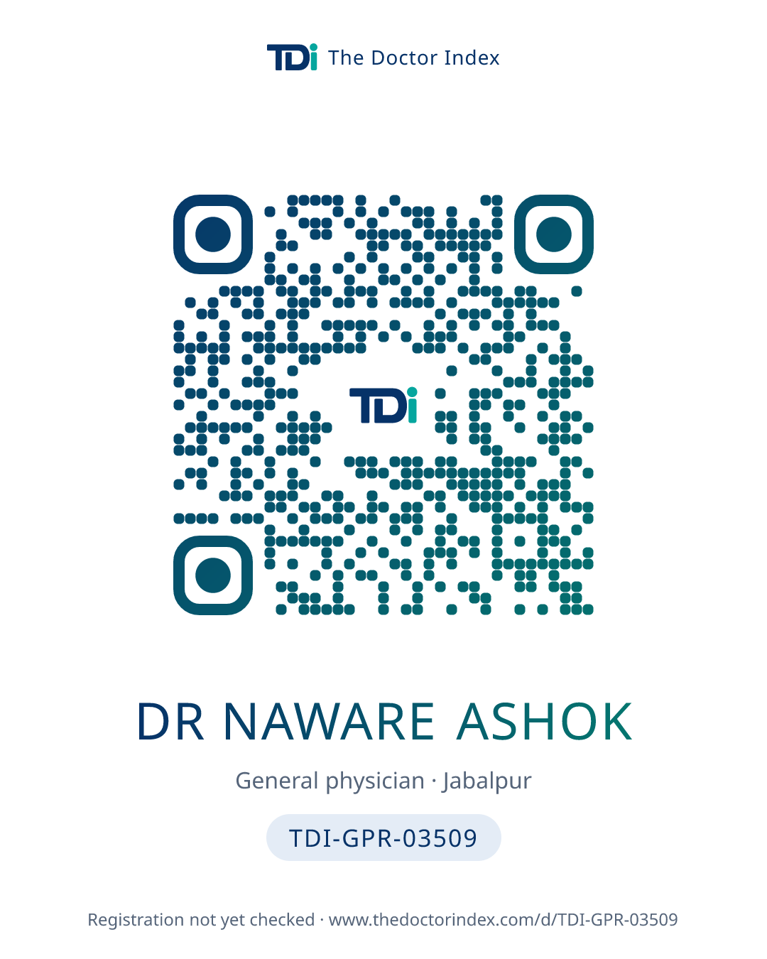 QR card for Dr Naware Ashok, TDI-GPR-03509