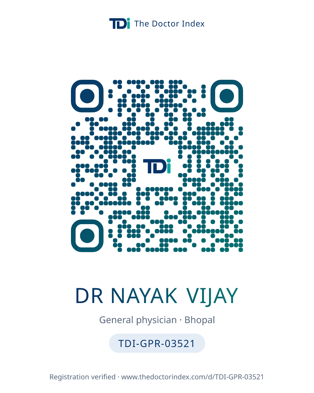 QR card for Dr Nayak Vijay, TDI-GPR-03521