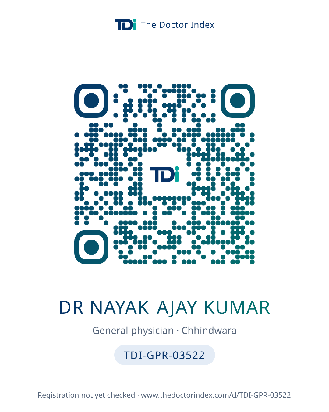 QR card for Dr Nayak Ajay Kumar, TDI-GPR-03522