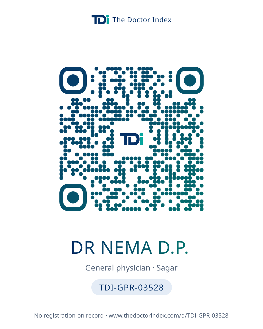 QR card for Dr Nema D.P., TDI-GPR-03528
