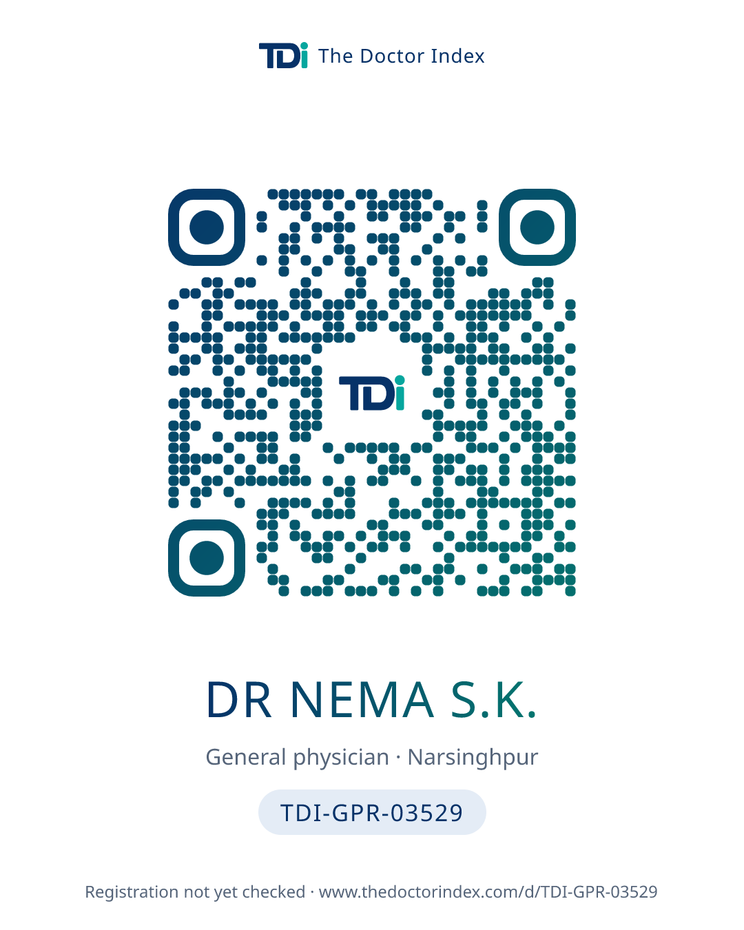 QR card for Dr Nema S.K., TDI-GPR-03529
