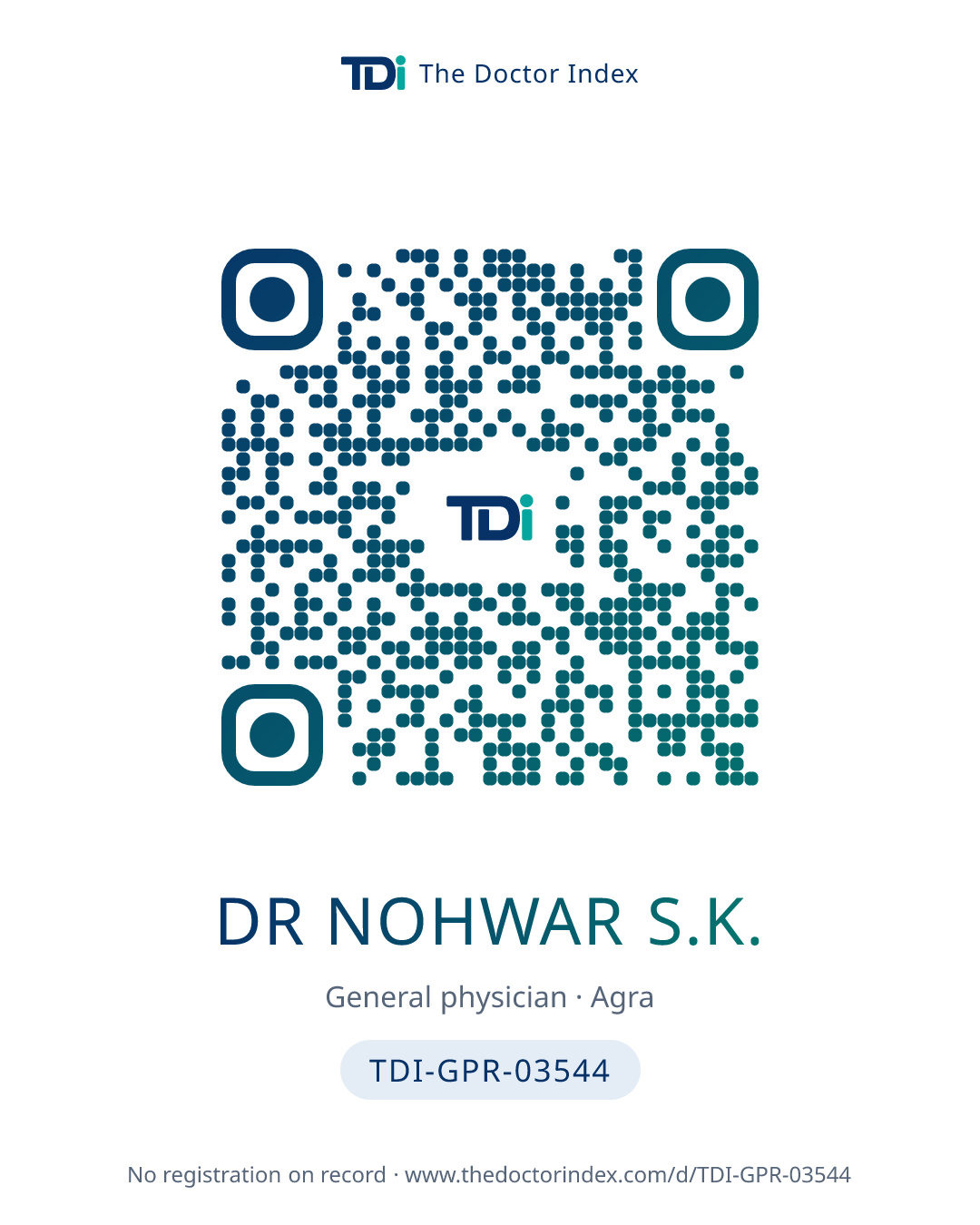 QR card for Dr Nohwar S.K., TDI-GPR-03544