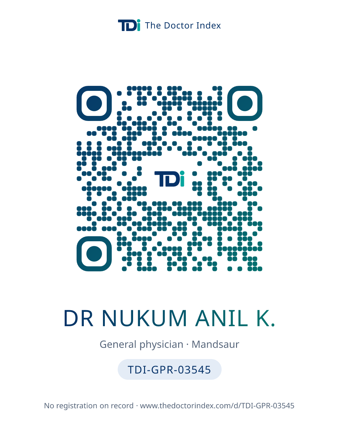 QR card for Dr Nukum Anil K., TDI-GPR-03545