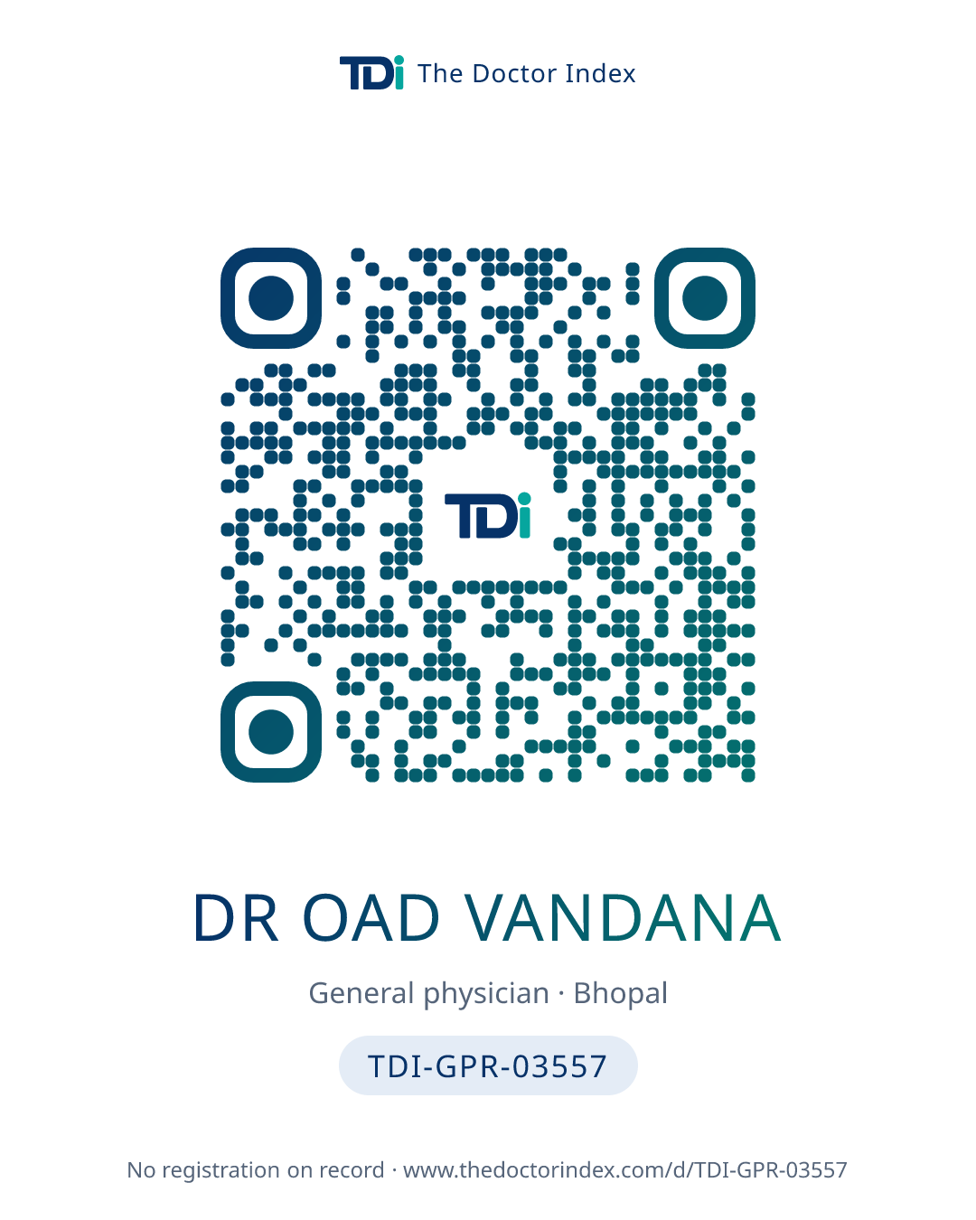 QR card for Dr Oad Vandana, TDI-GPR-03557