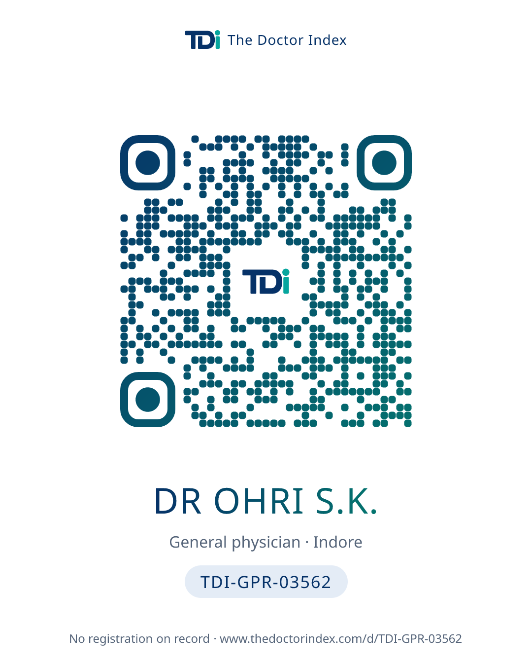 QR card for Dr Ohri S.K., TDI-GPR-03562