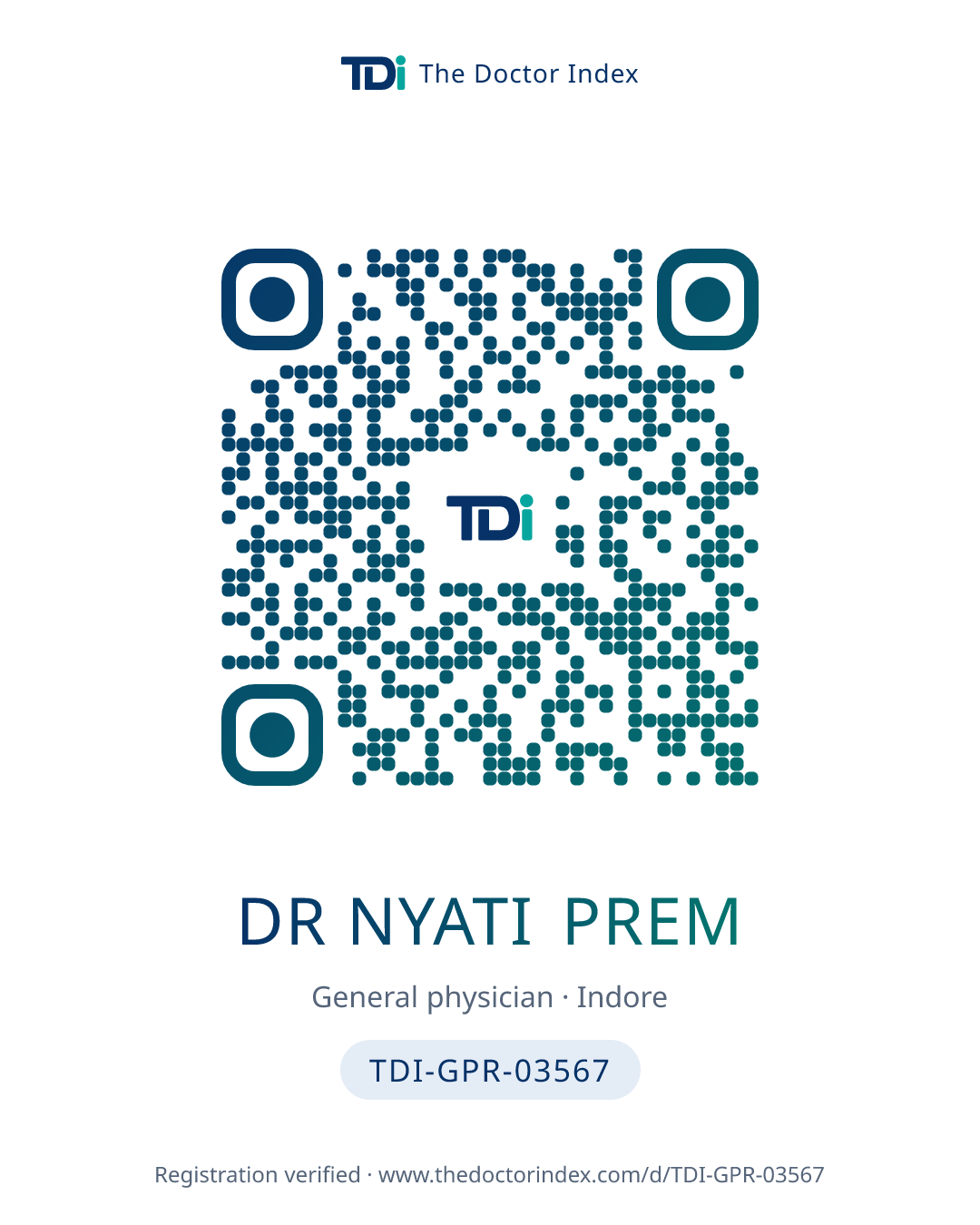 QR card for Dr Nyati Prem, TDI-GPR-03567