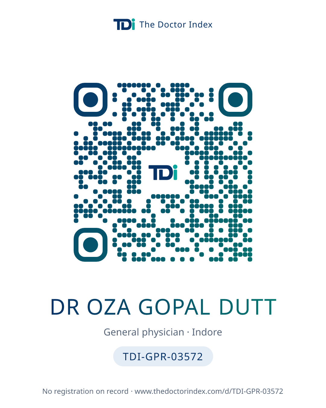 QR card for Dr Oza Gopal Dutt, TDI-GPR-03572