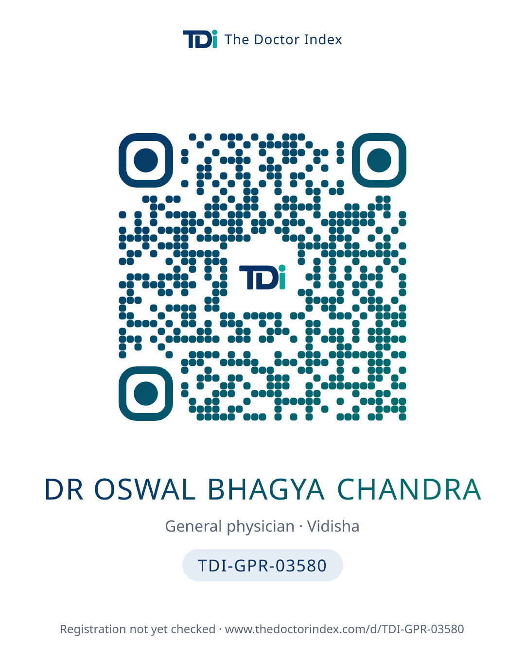QR card for Dr Oswal Bhagya Chandra, TDI-GPR-03580