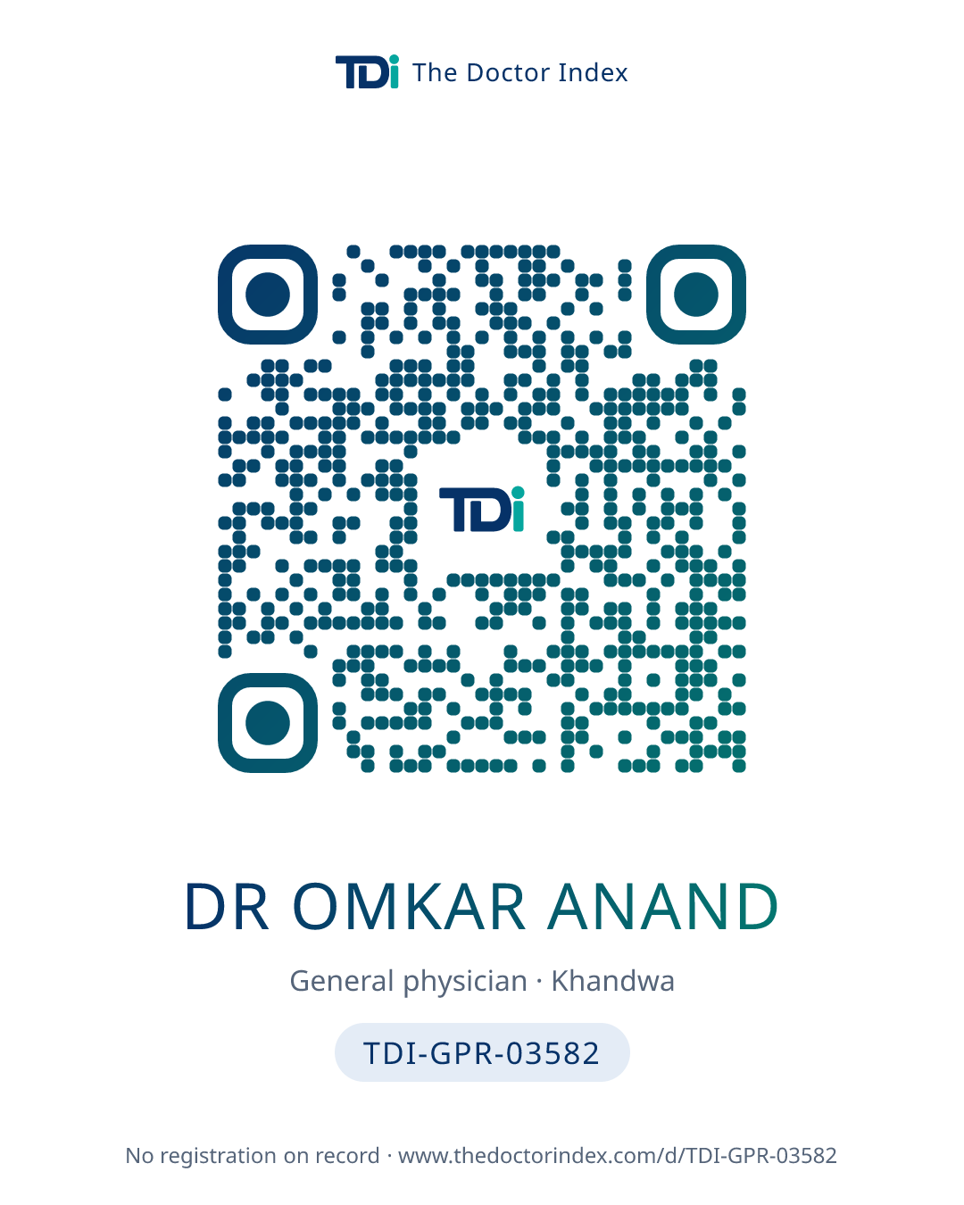 QR card for Dr Omkar Anand, TDI-GPR-03582