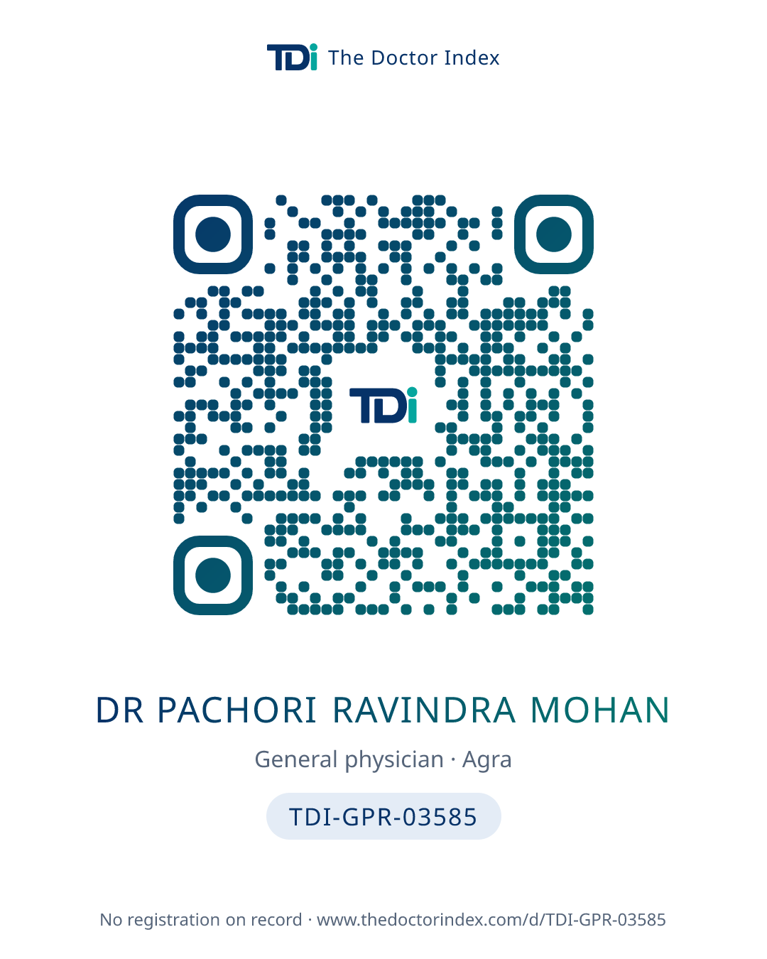 QR card for Dr Pachori Ravindra Mohan, TDI-GPR-03585