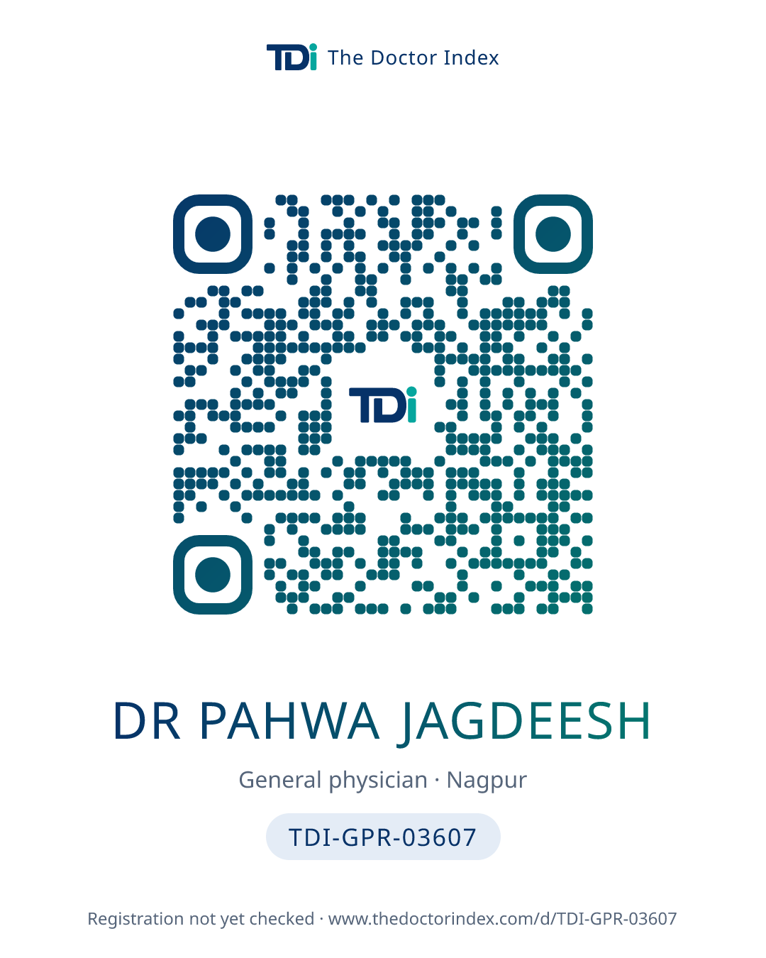 QR card for Dr Pahwa Jagdeesh, TDI-GPR-03607