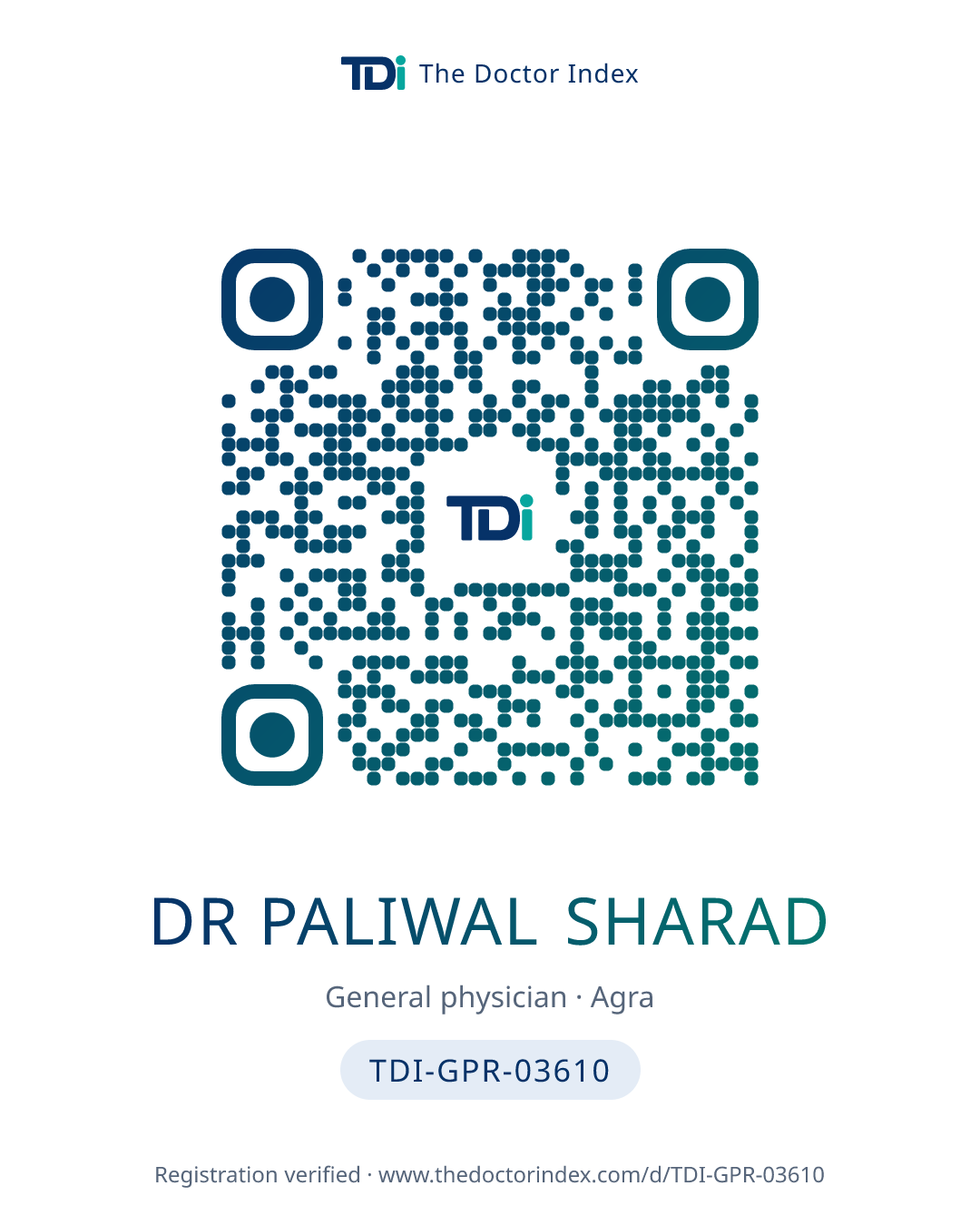 QR card for Dr Paliwal Sharad, TDI-GPR-03610