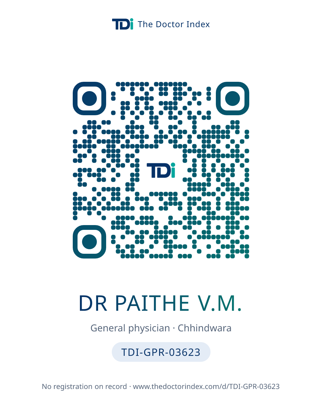 QR card for Dr Paithe V.M., TDI-GPR-03623