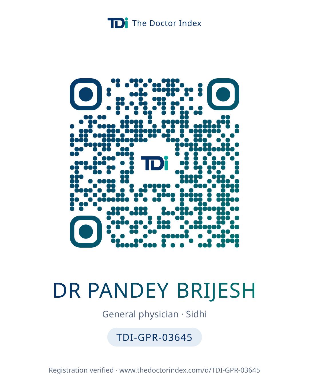 QR card for Dr Pandey Brijesh, TDI-GPR-03645