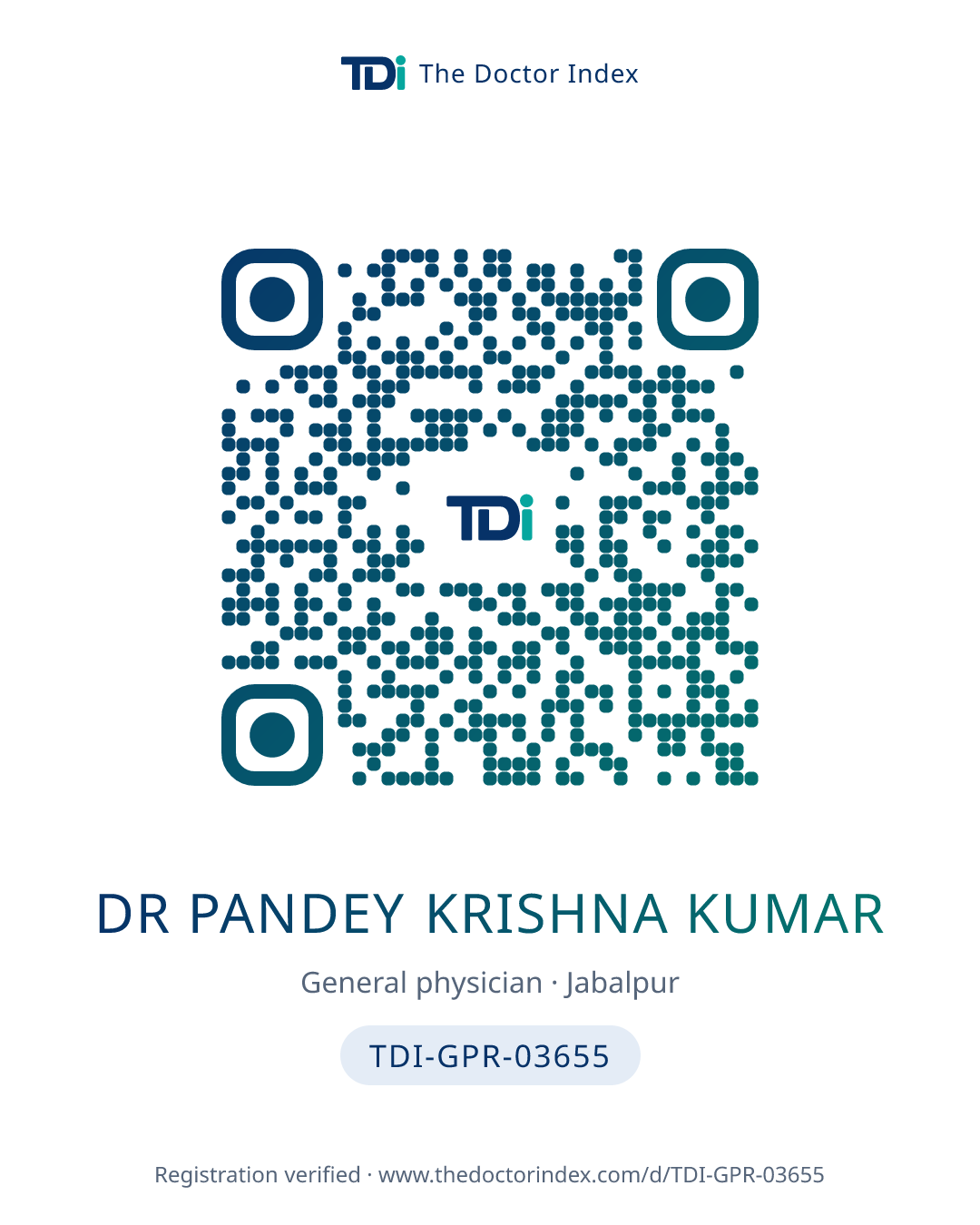 QR card for Dr Pandey Krishna Kumar, TDI-GPR-03655