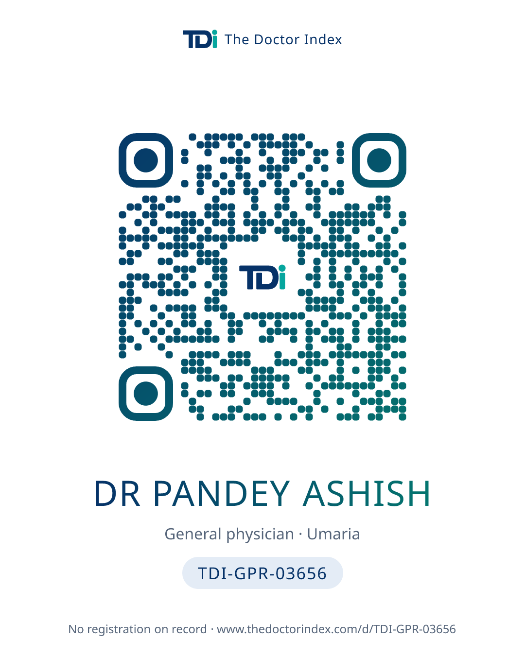 QR card for Dr Pandey Ashish, TDI-GPR-03656