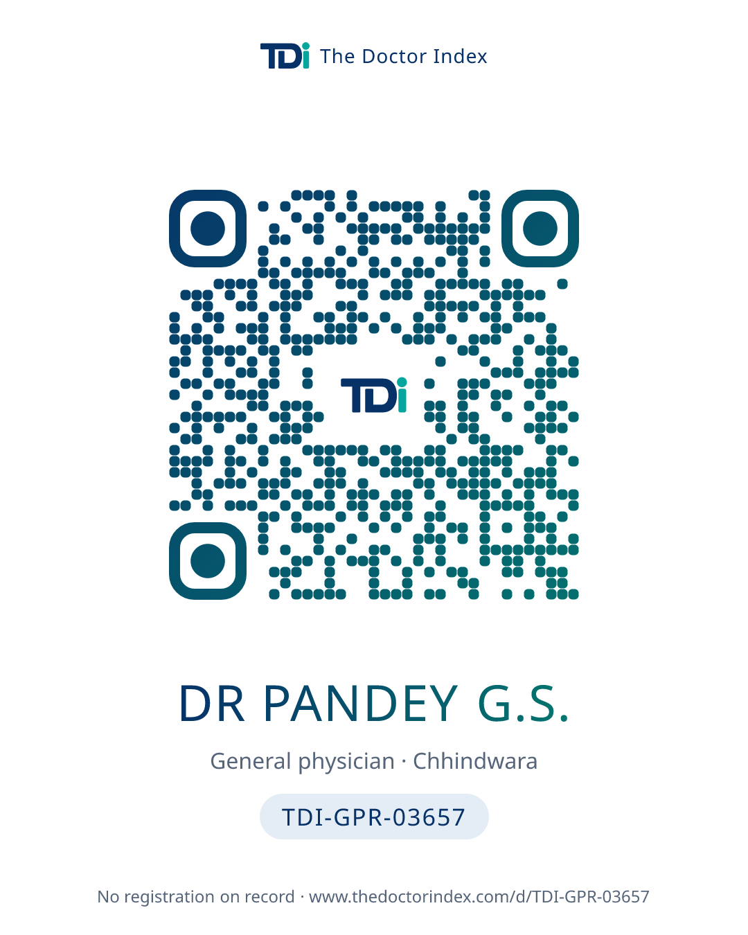 QR card for Dr Pandey G.S., TDI-GPR-03657