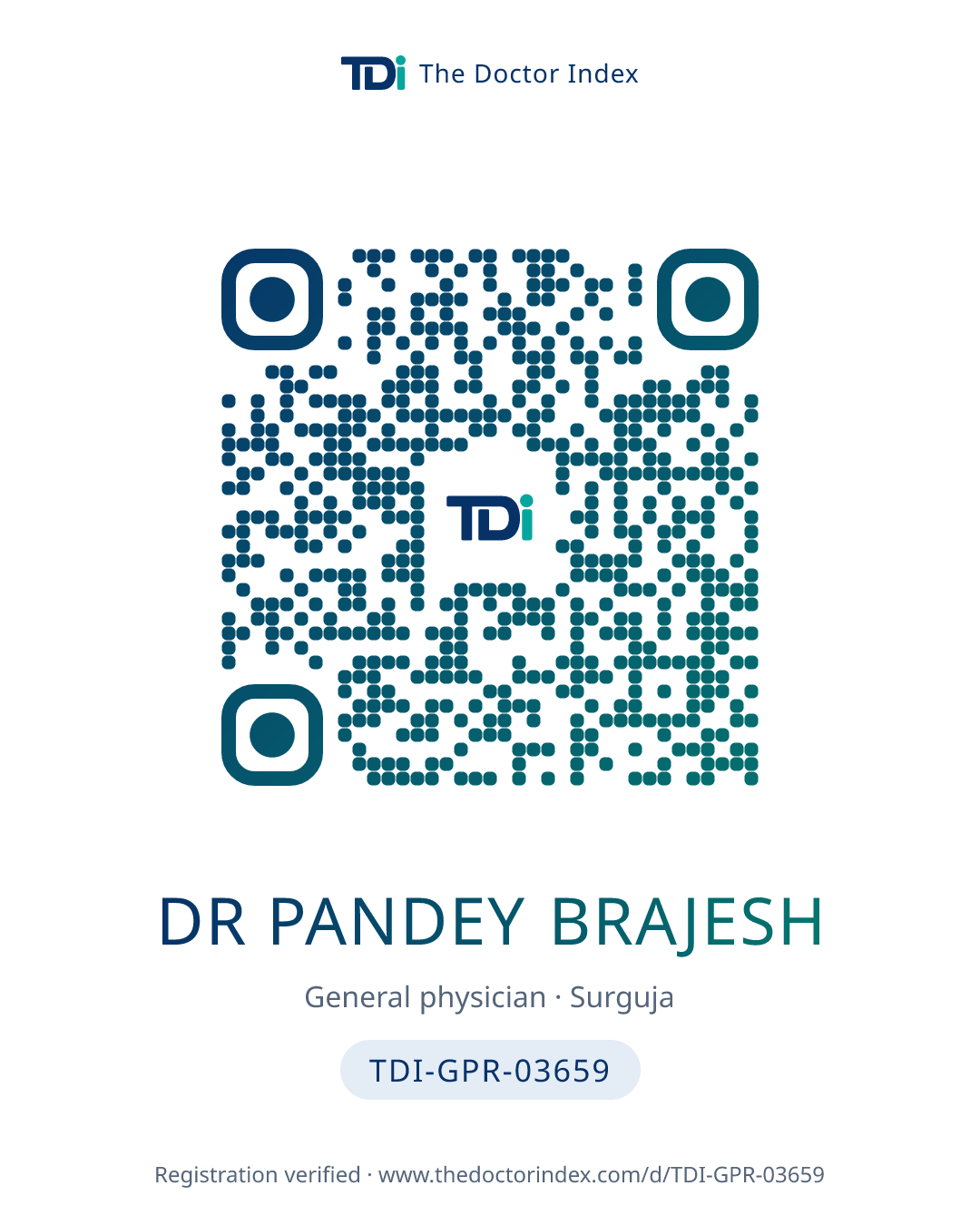 QR card for Dr Pandey Brajesh, TDI-GPR-03659