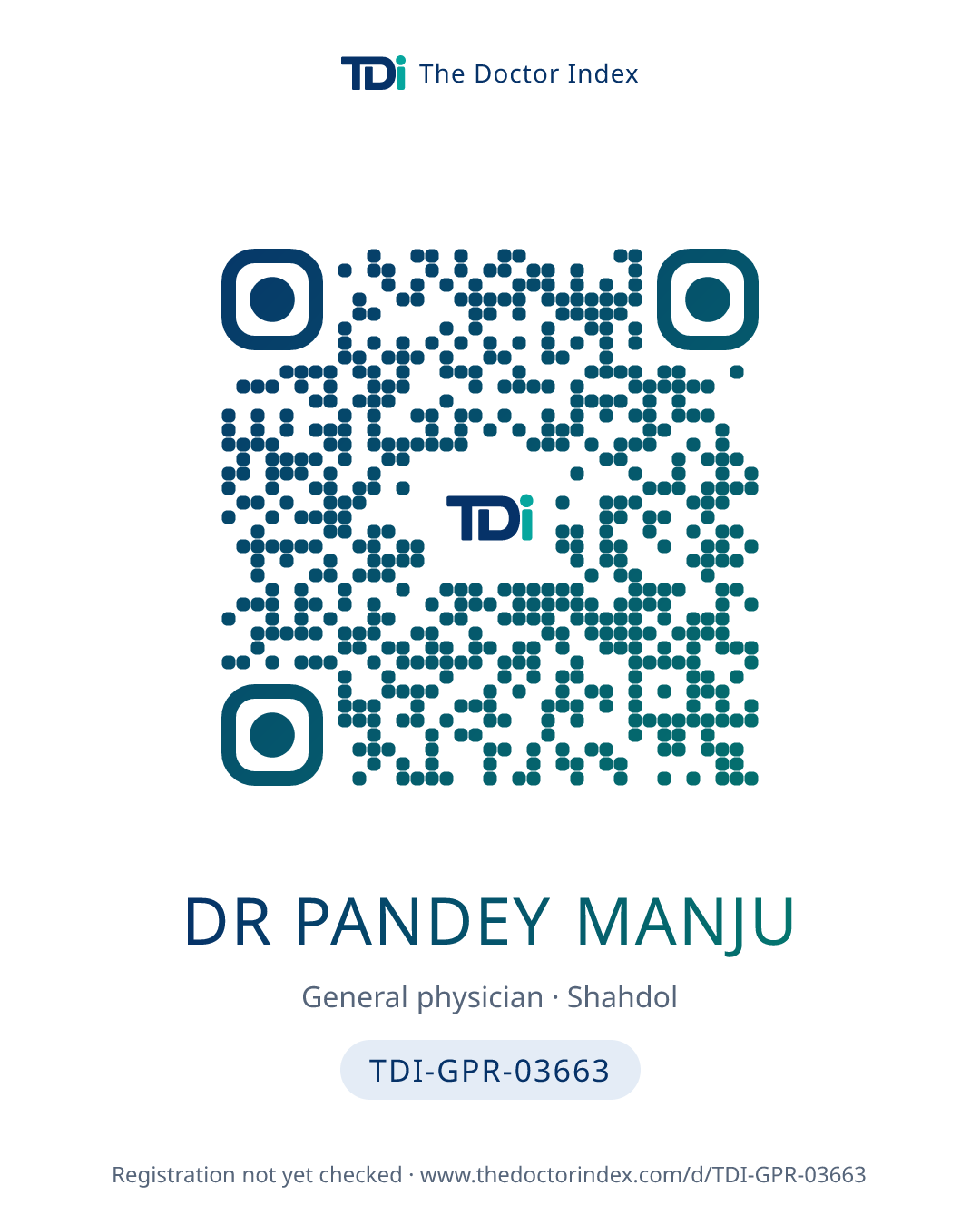 QR card for Dr Pandey Manju, TDI-GPR-03663