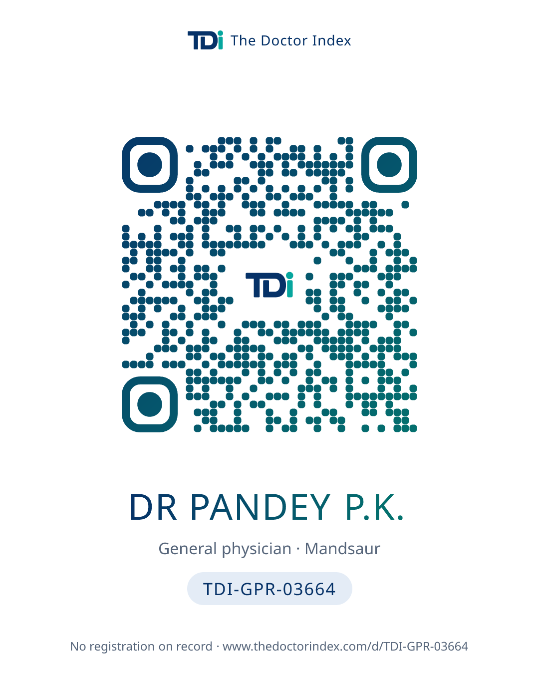 QR card for Dr Pandey P.K., TDI-GPR-03664