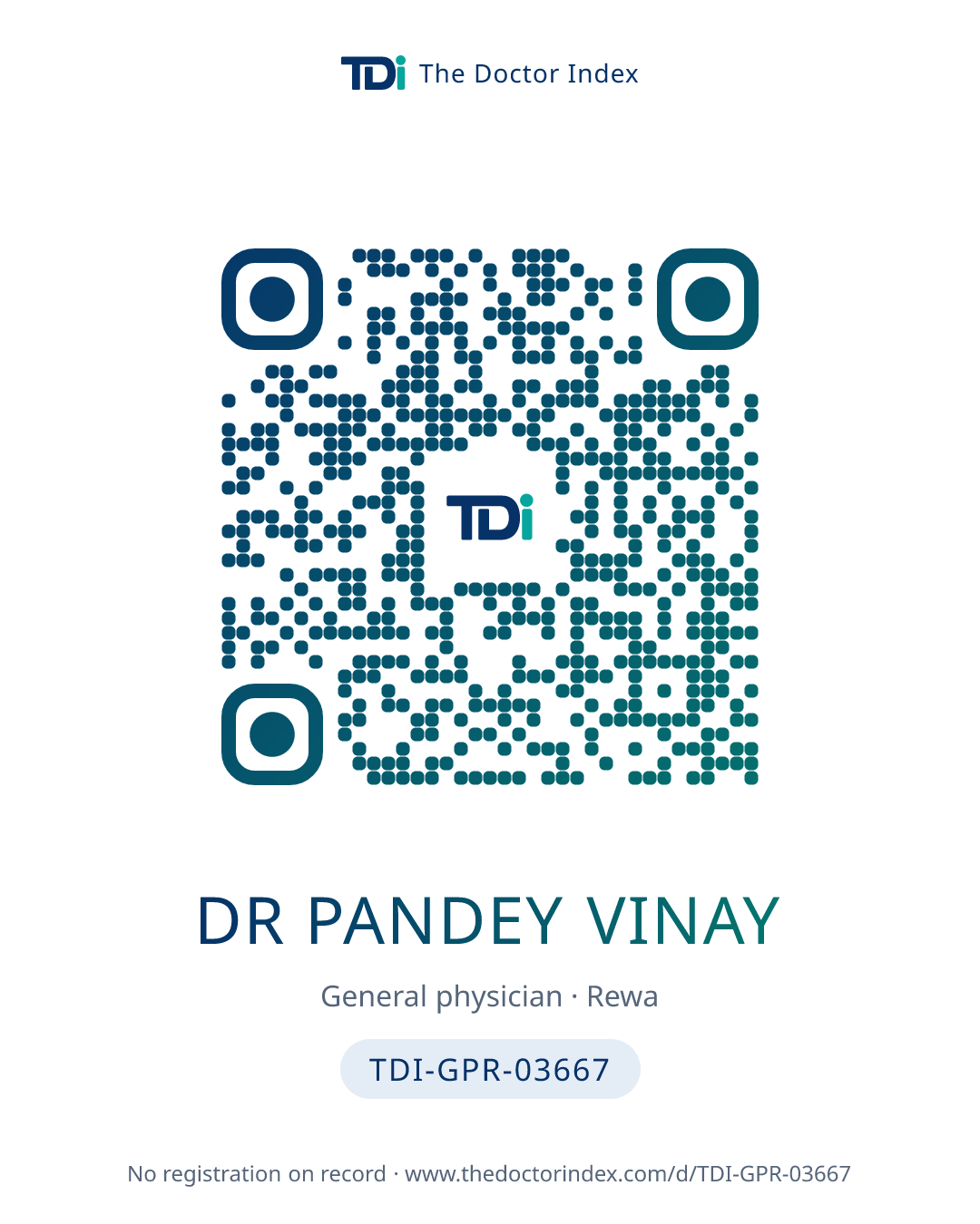 QR card for Dr Pandey Vinay, TDI-GPR-03667
