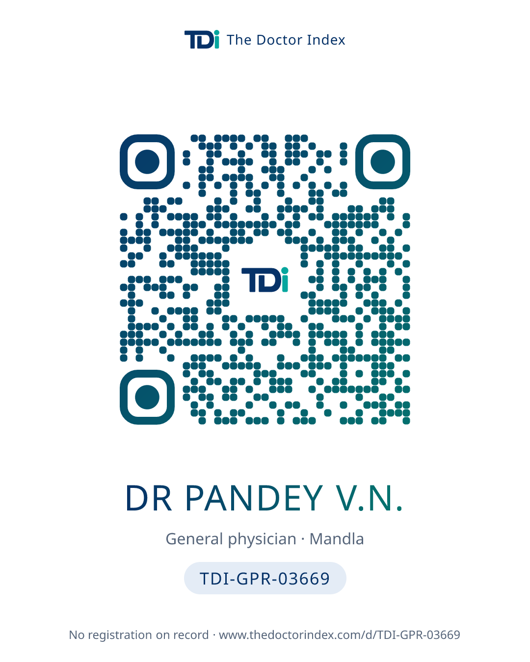 QR card for Dr Pandey V.N., TDI-GPR-03669