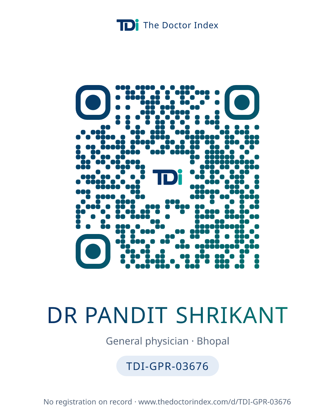 QR card for Dr Pandit Shrikant, TDI-GPR-03676