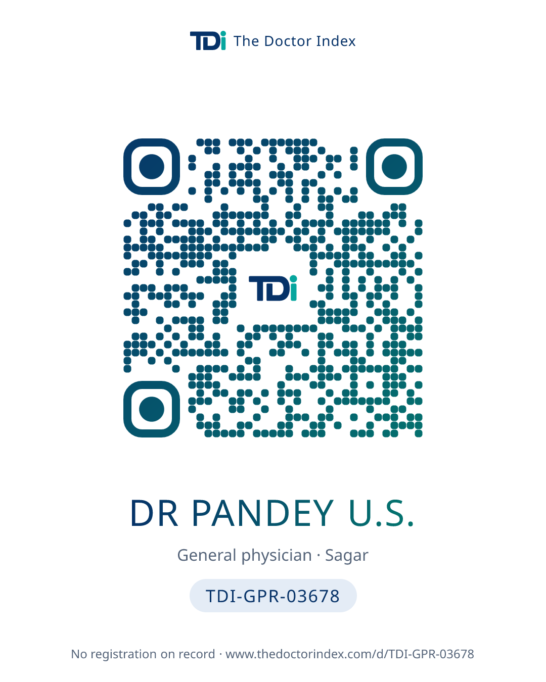 QR card for Dr Pandey U.S., TDI-GPR-03678
