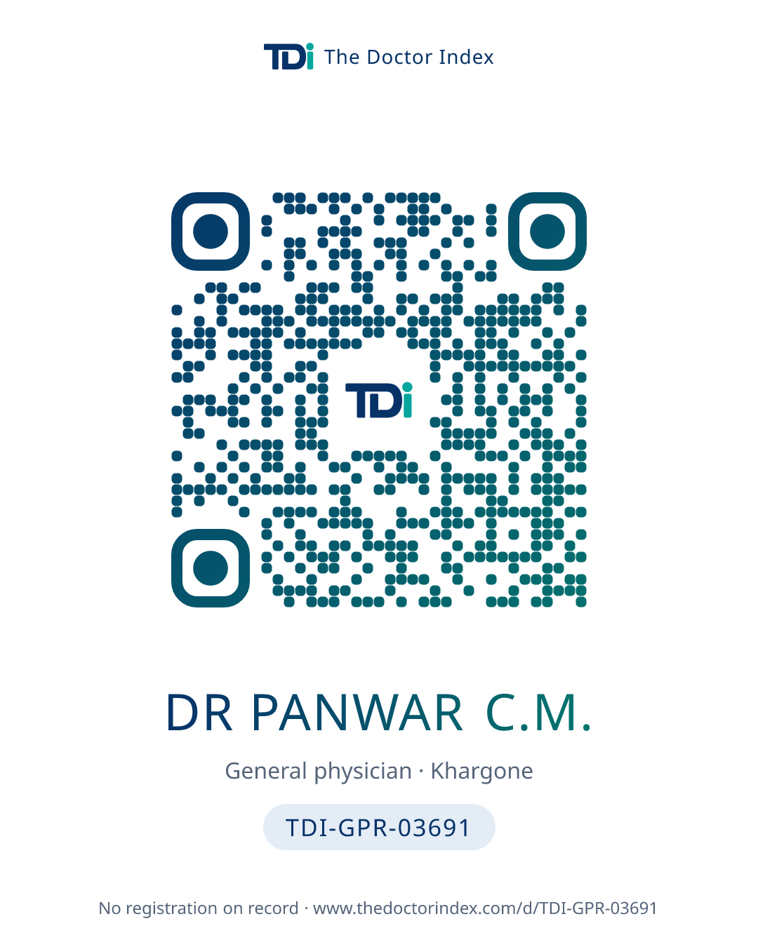 QR card for Dr Panwar C.M., TDI-GPR-03691