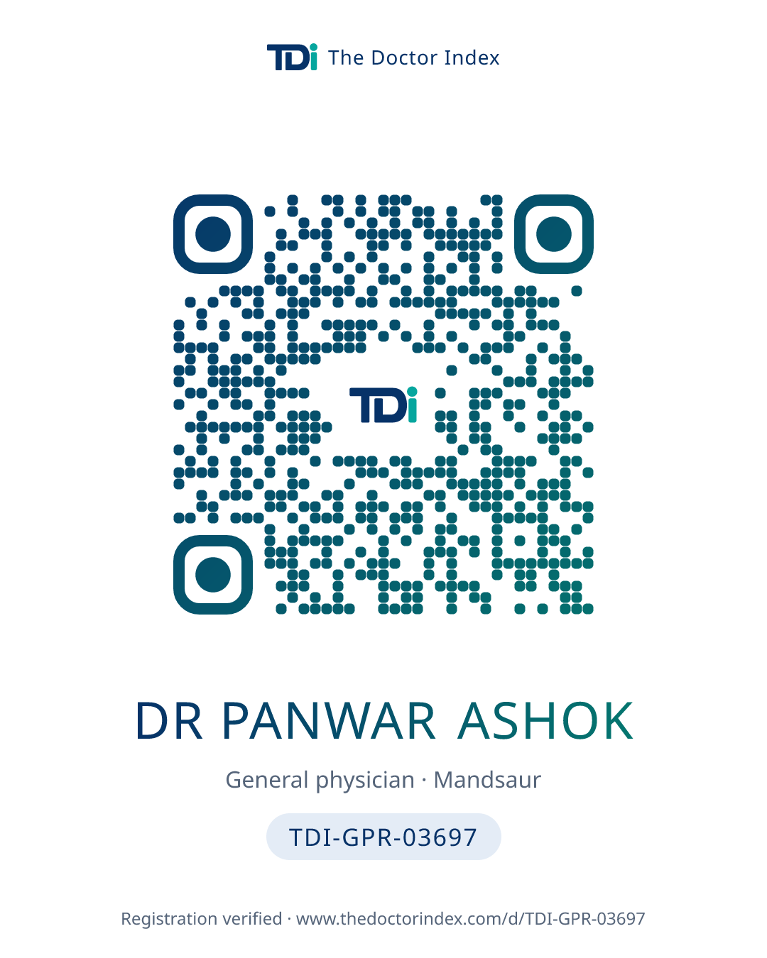 QR card for Dr Panwar Ashok, TDI-GPR-03697