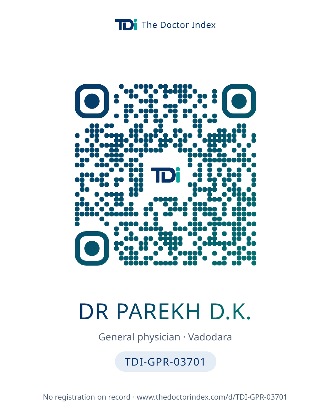 QR card for Dr Parekh D.K., TDI-GPR-03701