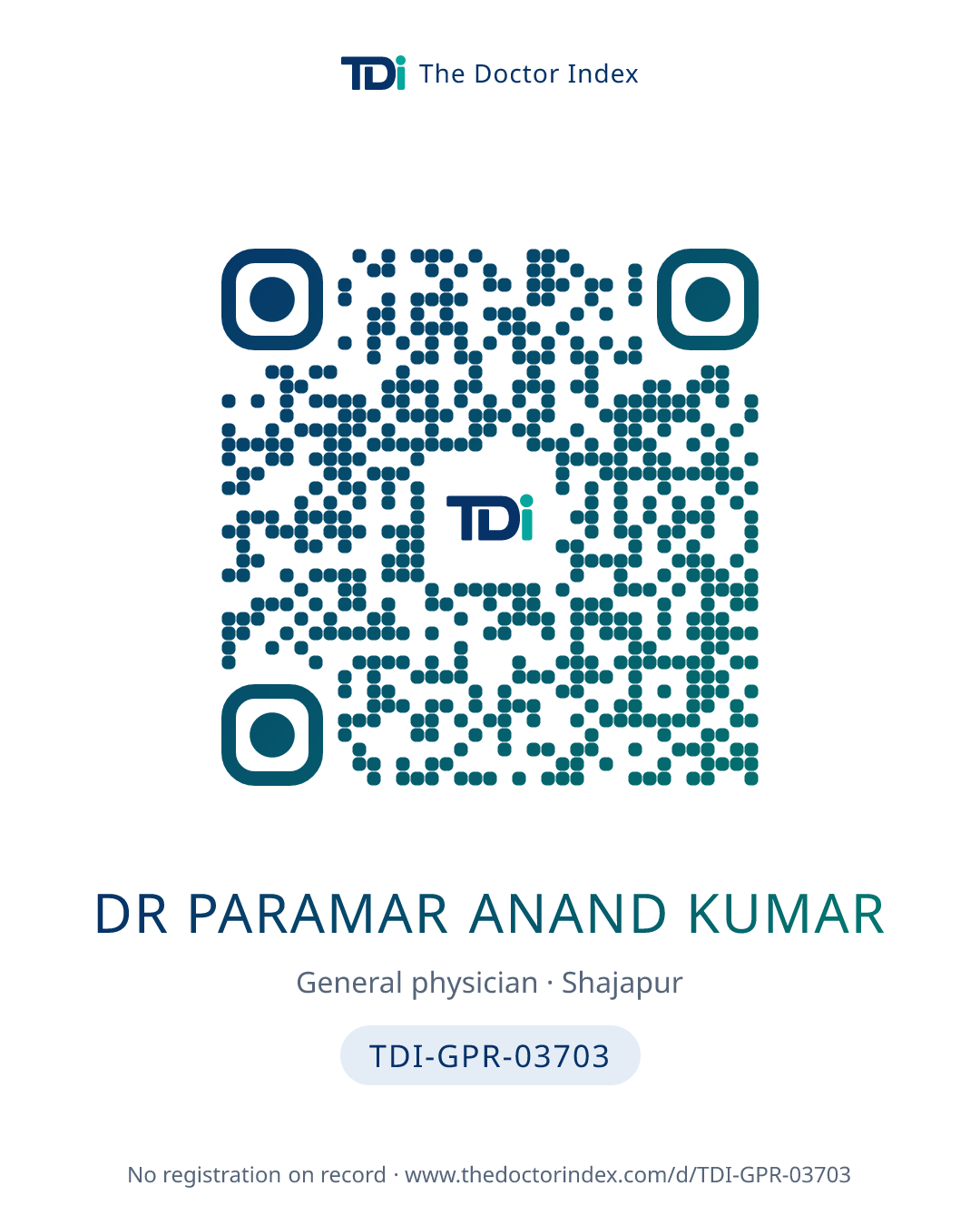 QR card for Dr Paramar Anand Kumar, TDI-GPR-03703