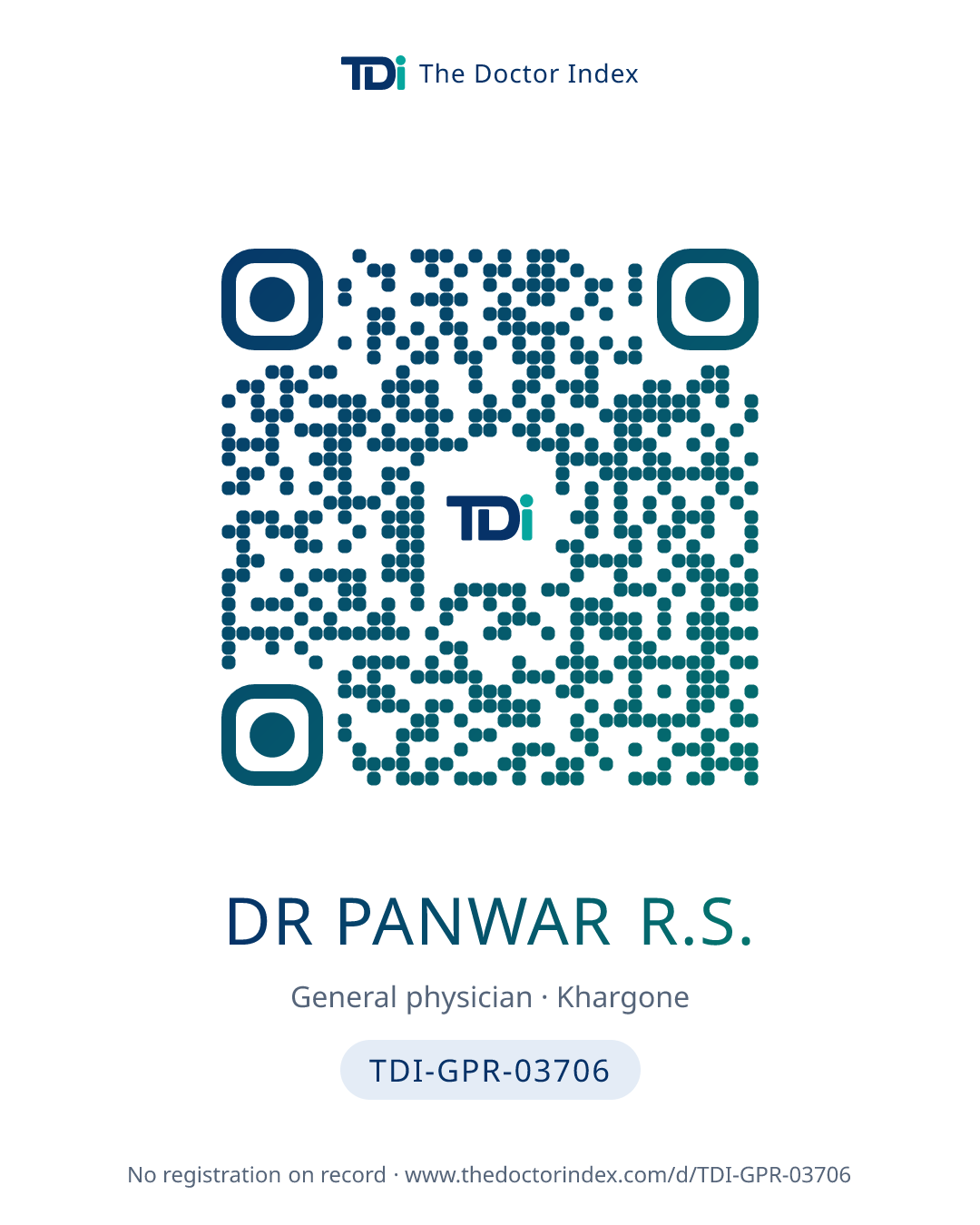 QR card for Dr Panwar R.S., TDI-GPR-03706