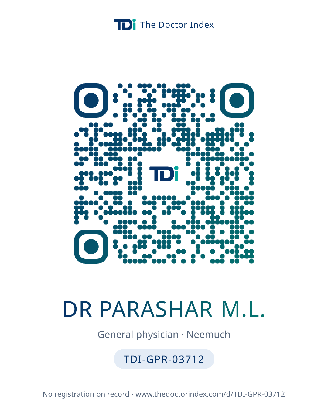 QR card for Dr Parashar M.L., TDI-GPR-03712