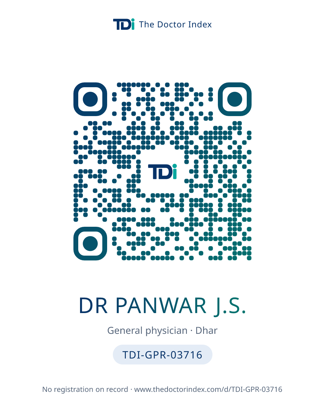 QR card for Dr Panwar J.S., TDI-GPR-03716