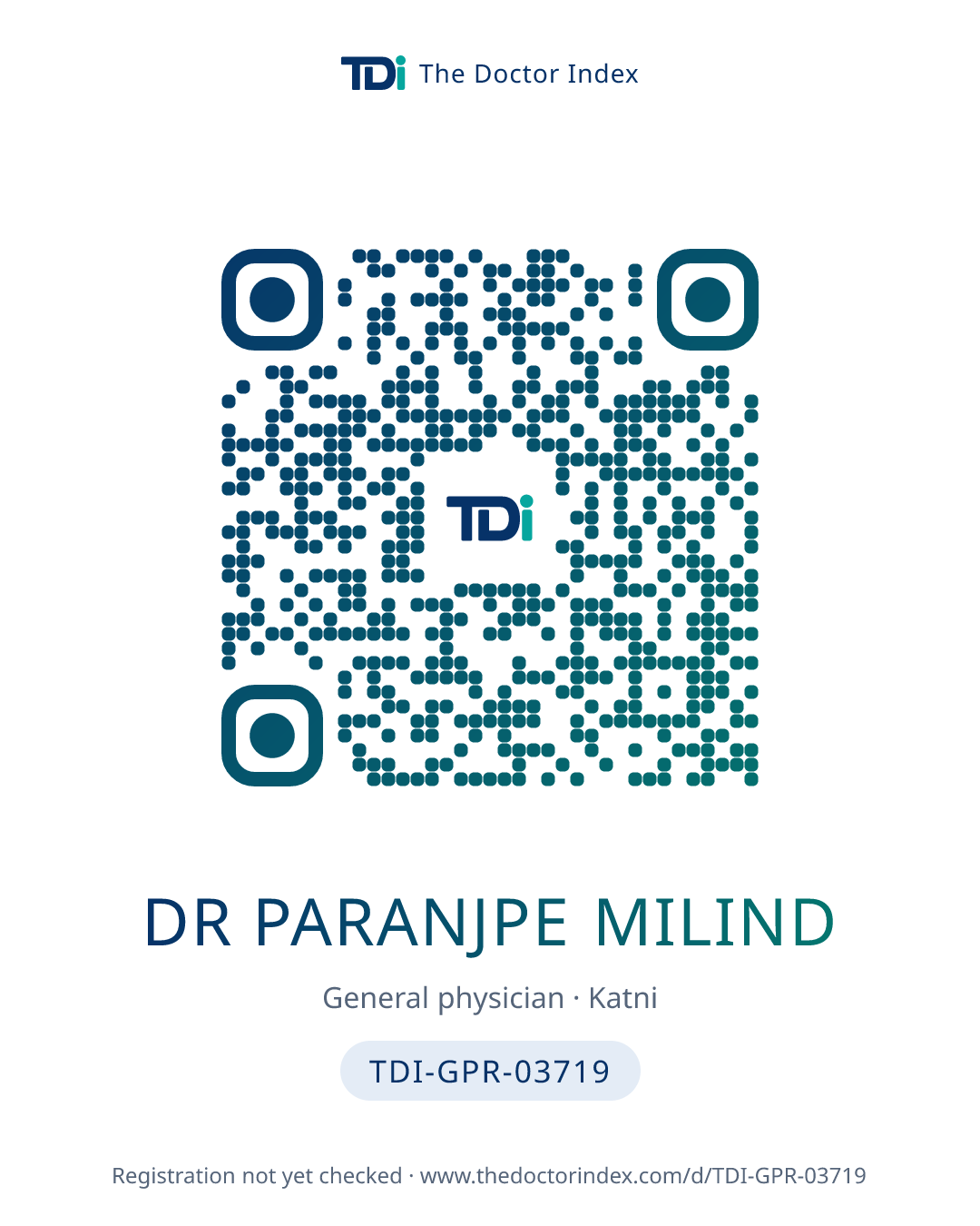 QR card for Dr Paranjpe Milind, TDI-GPR-03719