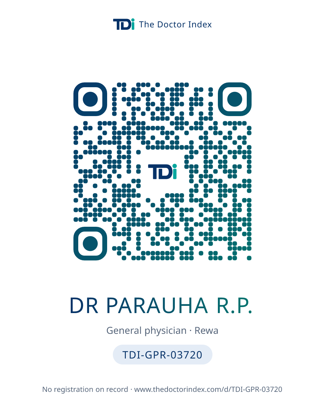 QR card for Dr Parauha R.P., TDI-GPR-03720